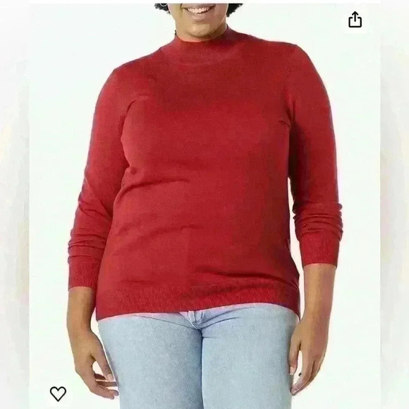 Amazon Essentials Lightweight Mockneck Red Sweater Item# 6Q - Picture 3 of 9